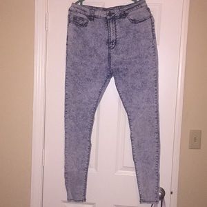 Washed denim jeans